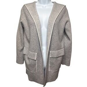 SFERA CASUAL Gray Hooded Open Front Cardigan w/ Pockets S Scandi Hygge Loungy